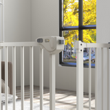PawHut Adjustable Safety Gate with 1 Extension and 4 Screws – Pet Gate for Doors and Stairs, White