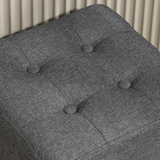 HOMCOM Small Square Footstool Ottoman with Padded Button-Tufted Seat and Side Pocket – Living Room, Grey