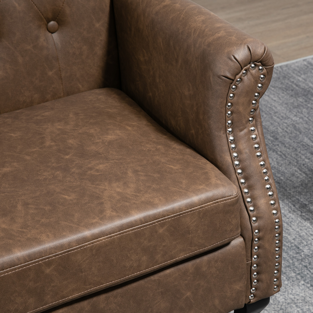 HOMCOM Chesterfield-Style Tufted Wingback Armchair with Padded Seat & Armrests – Classic Lounge Chair, Brown