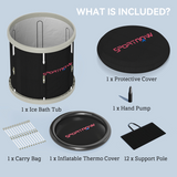 SPORTNOW 210L Portable Ice Bath Tub with Aluminium Poles & Dual Covers – Outdoor Cold Water Therapy, Black