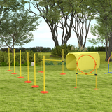Pawhut 4-Piece Dog Agility Set with High Jump, Tunnel, Weave Poles & Hoop – Outdoor Backyard Starter Course
