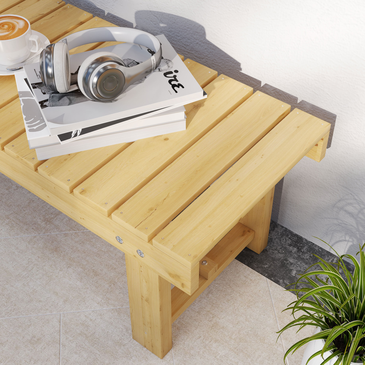 Outsunny 2-Seater Solid Fir Wood Garden Bench – Weather Resistant Outdoor Patio Seat with Foot Rest