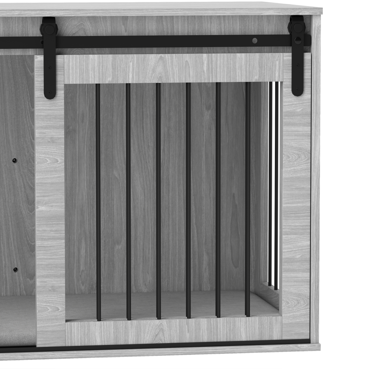 PawHut Dog Crate Furniture with Removable Cushion – Side Table Kennel with Barn Door for Extra Large Dogs, Grey