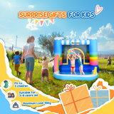 Kids Inflatable Bouncy Castle with Pool, Trampoline, Safety Net & Blower – Outdoor Rainbow Play for Ages 3-8