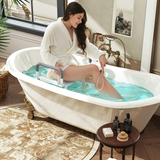 HOMCOM Rust-Free Aluminium Bath Chair with 6-Level Adjustable Height & Anti-Slip Mats – Light Blue