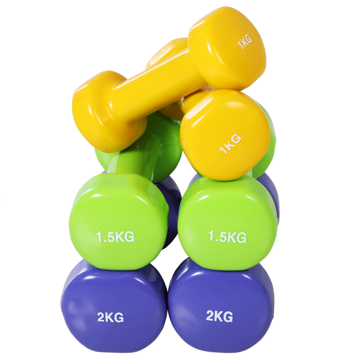 HOMCOM 10kg Dumbbell Set with Carry Case, 4 Pairs (0.5kg, 1kg, 1.5kg, 2kg) – Colourful Home Gym Hand Weights