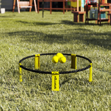 SPORTNOW Spike Ball Set with Net, 3 Balls, Pump & Carry Bag – Portable Mini Beach & Garden Game, Yellow/Black