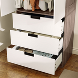 HOMCOM 2-Door Wardrobe with 3 Drawers & Hanging Rail – Bedroom Storage, Brown & White