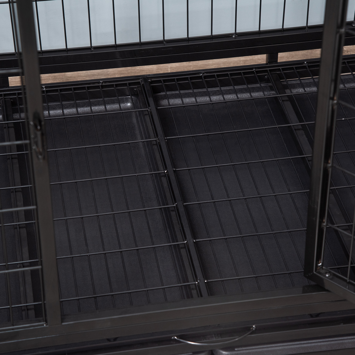 Pawhut Large Metal Dog Kennel Cage with Wheels & Crate Tray – Rust-Resistant Pet Crate, Black