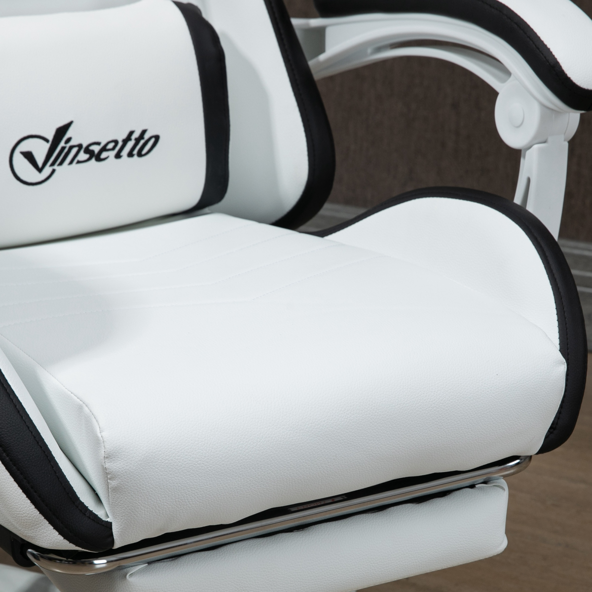Vinsetto Reclining Racing Gaming Chair with Retractable Footrest & Faux Leather – Home Office, Black