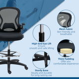 Vinsetto Tall Draughtsman Chair with Flip-Up Arms & Footrest Ring – Drafting Stool, Black