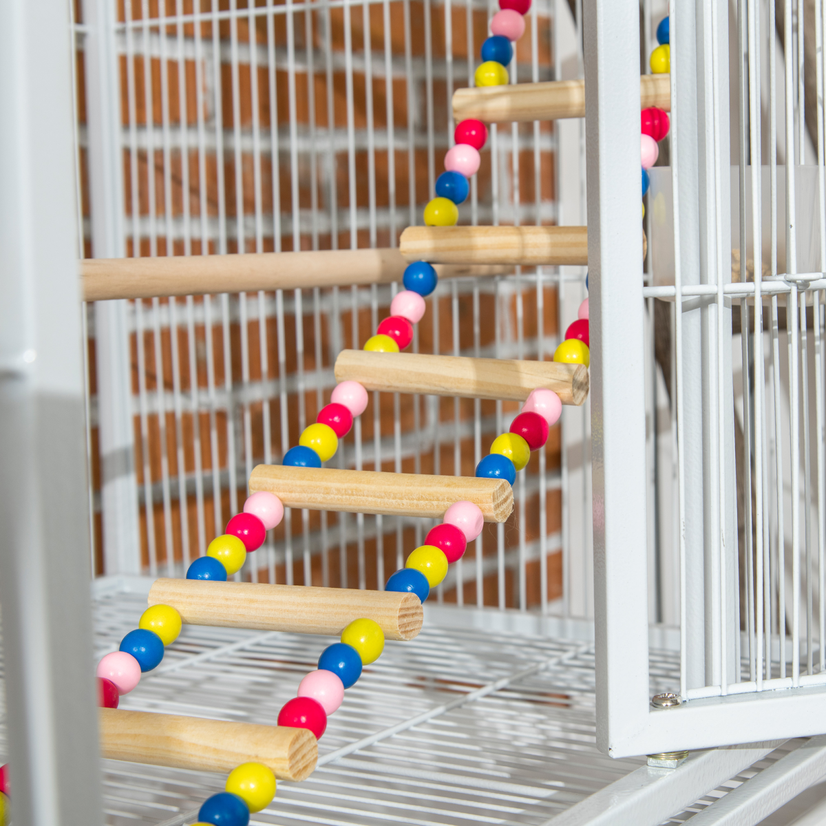 PawHut 3 Tier Bird Cage with Stand, Toys & Wheels – Flight Cage for Canary, Finch, Cockatiel, Parakeet, Budgie