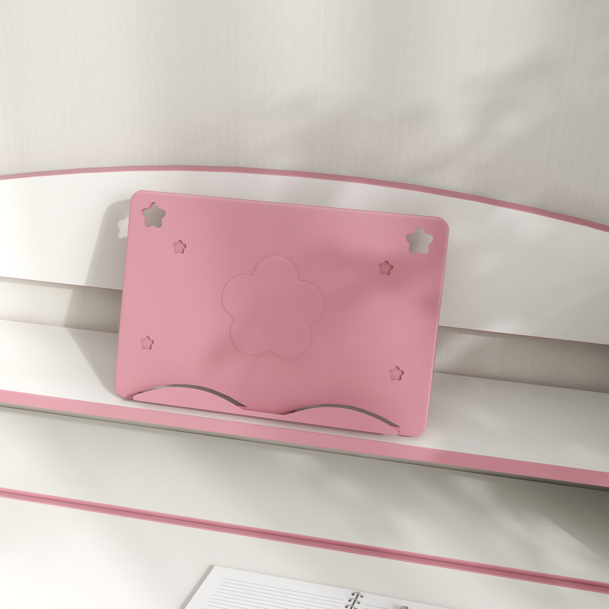 ZONEKIZ Height Adjustable Kids Desk and Chair Set with Drawer & Bookshelf – Tilting Study Desk, Pink