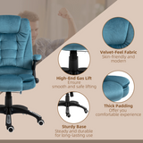 Executive Reclining Office Chair with Heated Massage & Padded Headrest – Swivel Base, Blue