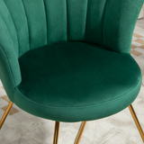 HOMCOM Velvet Lotus-Back Accent Chair with Steel Legs & Sponge Padding – Living Room & Bedroom Seating, Green