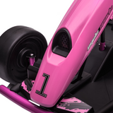 HOMCOM 24V Electric Go Kart for Kids with Music, Horn & Slow Start – Drifting Ride-On, Pink