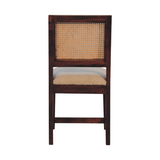 Artisan Furniture Boucle Upholstered Chair with Rattan Back & Solid Mango Wood Frame – Cream and Brown