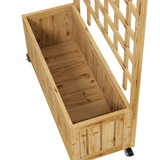 Outsunny Wooden Trellis Planter Raised Bed with Wheels & Liner, 54L – Climbing Plants, Natural Wood