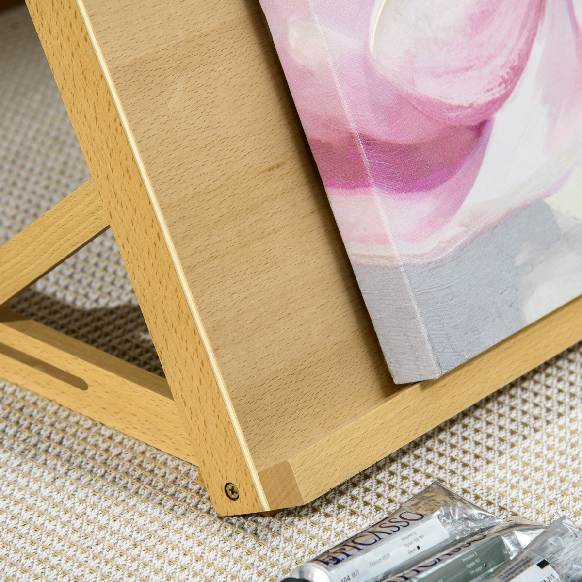 Vinsetto Folding Desktop Table Easel with Adjustable Angle – Beechwood Art Stand for A3 Drawing and Painting