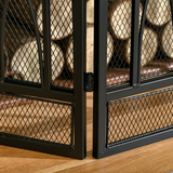 HOMCOM 3-Panel Folding Fireplace Screen with Curved Diamond Design – Black Metal Mesh Spark Guard
