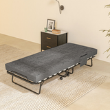 HOMCOM Folding Guest Bed with Mattress, Wheels & Dust Cover – Compact Spare Bed, Dark Grey