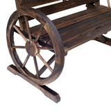 Outsunny Wagon Wheel Wooden Garden Bench with High Back & Armrests – 2-Seater Outdoor Loveseat, Brown