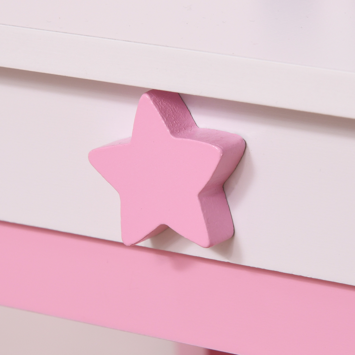 HOMCOM Kids Dressing Table with Mirror and Stool – Unicorn Vanity Set for Girls Aged 3-6, Pink and White