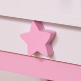 HOMCOM Kids Dressing Table with Mirror and Stool – Unicorn Vanity Set for Girls Aged 3-6, Pink and White