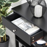 Console Table with Open Shelf & 2 Storage Drawers – Hallway and Office Storage Table, Black