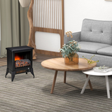 HOMCOM Freestanding Electric Fireplace Stove with Adjustable Temperature – Glass Front, Overheat Protection