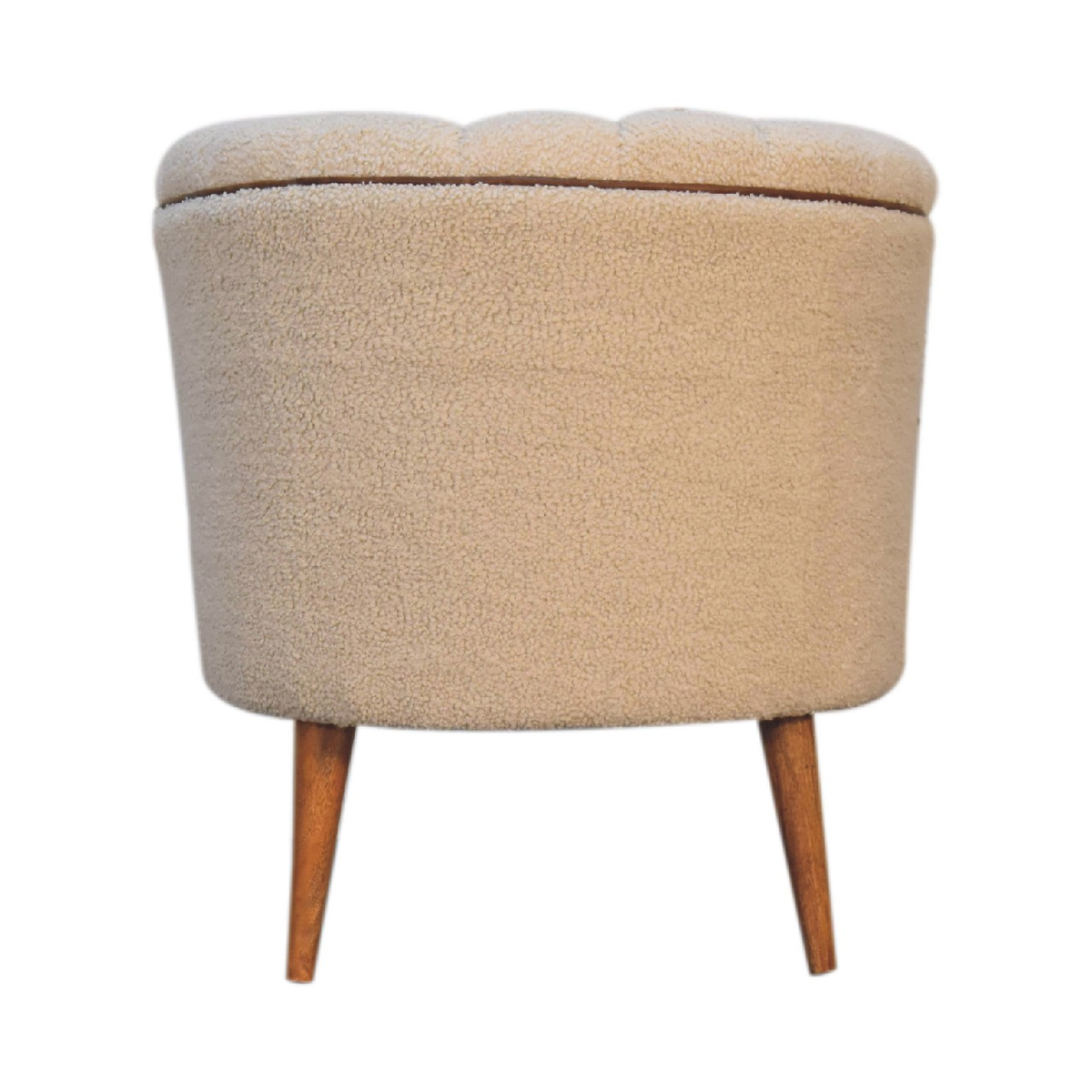 Artisan Furniture Solid Wood Boucle Armchair with Buffalo Leather Seat – Upholstered Accent Chair, Cream & Brown
