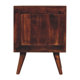 Artisan Furniture Solid Wood T-Bar Raised Back Bedside Table with 1 Drawer & Open Slot – Dark Brown