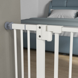 PawHut Adjustable Safety Gate with 2 Extensions and 4 Screws – Pet Gate for Doors and Stairs, White