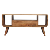 Artisan Furniture Solid Mango Wood Soba Nordic Media Unit, 2 Drawers & T-Bar Handles – TV Storage, Beige