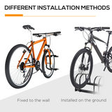 HOMCOM 3-Bike Parking Rack, Galvanised Steel Floor or Wall Mounted Bicycle Stand – Detachable Cycle Storage, Black
