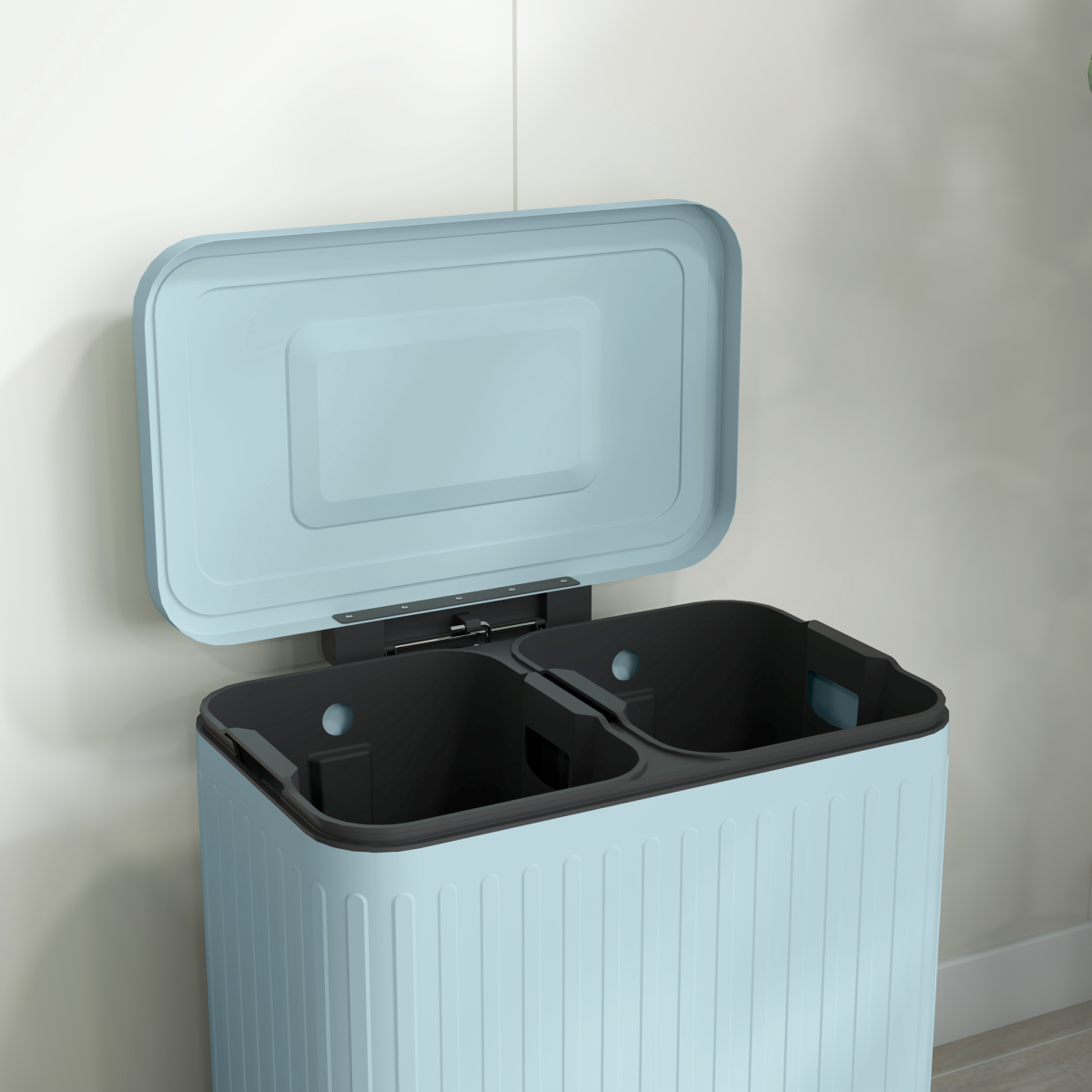HOMCOM 2 x 20L Double Pedal Bin with Soft-Close Lids – Rubbish & Recycling Kitchen Bin, Light Green