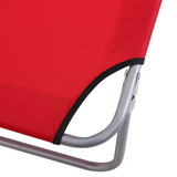 Outsunny Folding Sun Lounger with Sunshade and 4-Level Adjustable Back – Portable Recliner for Camping, Red