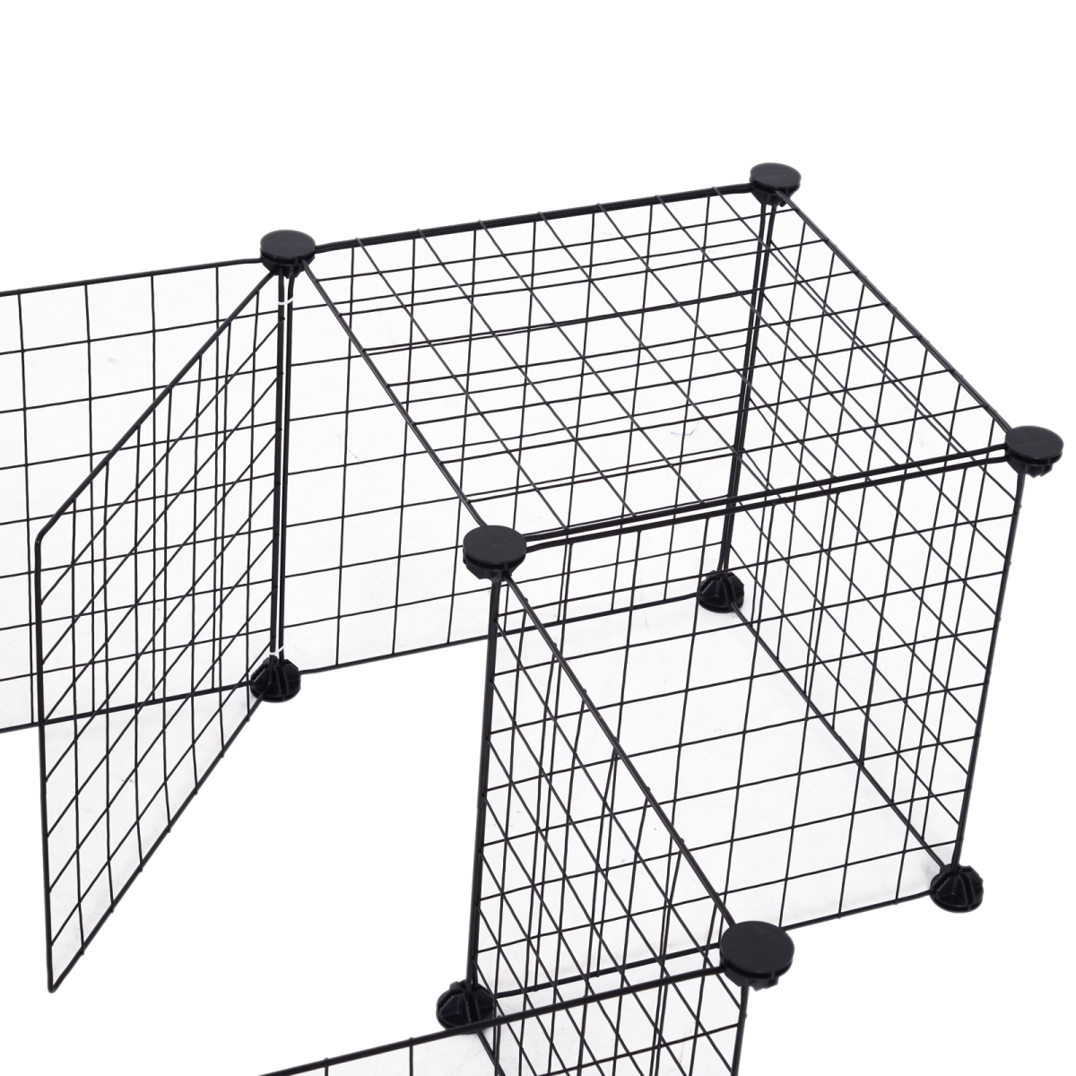 Pawhut 12-Panel Metal Wire Pet Playpen with Non-Slip Connectors – DIY Small Animal Fence, Black