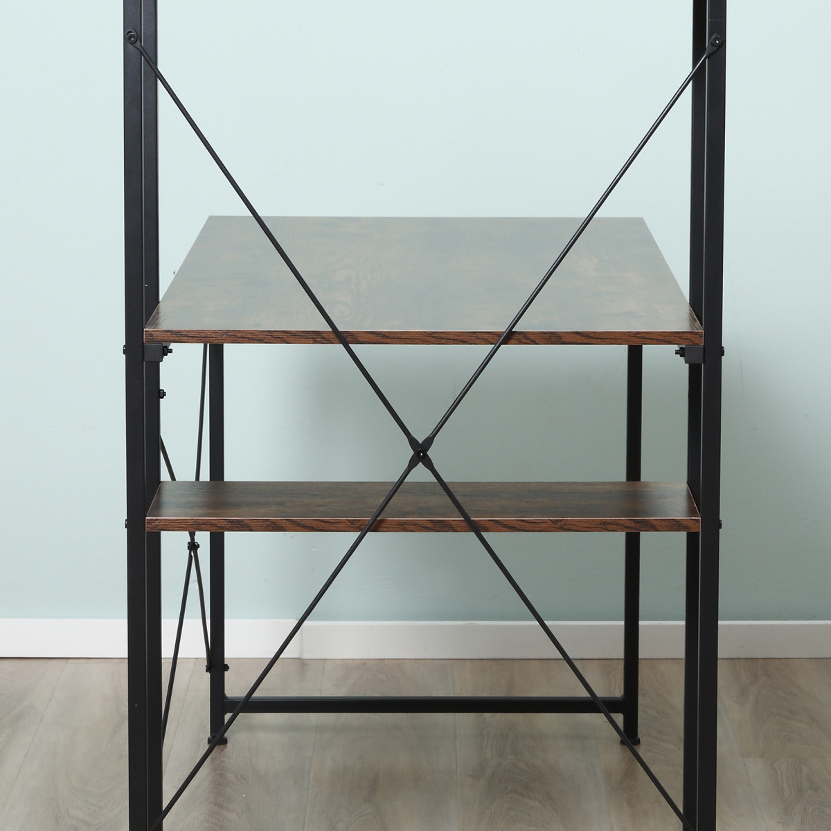 HOMCOM Computer Desk with 4-Tier Bookshelf – Home Office Study Workstation with Storage