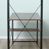 HOMCOM Computer Desk with 4-Tier Bookshelf – Home Office Study Workstation with Storage