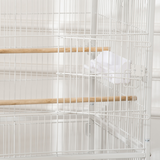 Pawhut Large Bird Cage with Rolling Stand, 4 Perches & Tray – For Budgies, Finches and Canaries, White