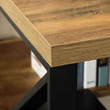 K-Leg Computer Writing Desk with Storage Shelf – Wood-Effect Home Office Desk, 120cm
