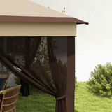 Outsunny 3x3m Pop Up Gazebo with UV30+ Canopy, Mesh Curtains & Adjustable Height – Garden Shelter, Beige