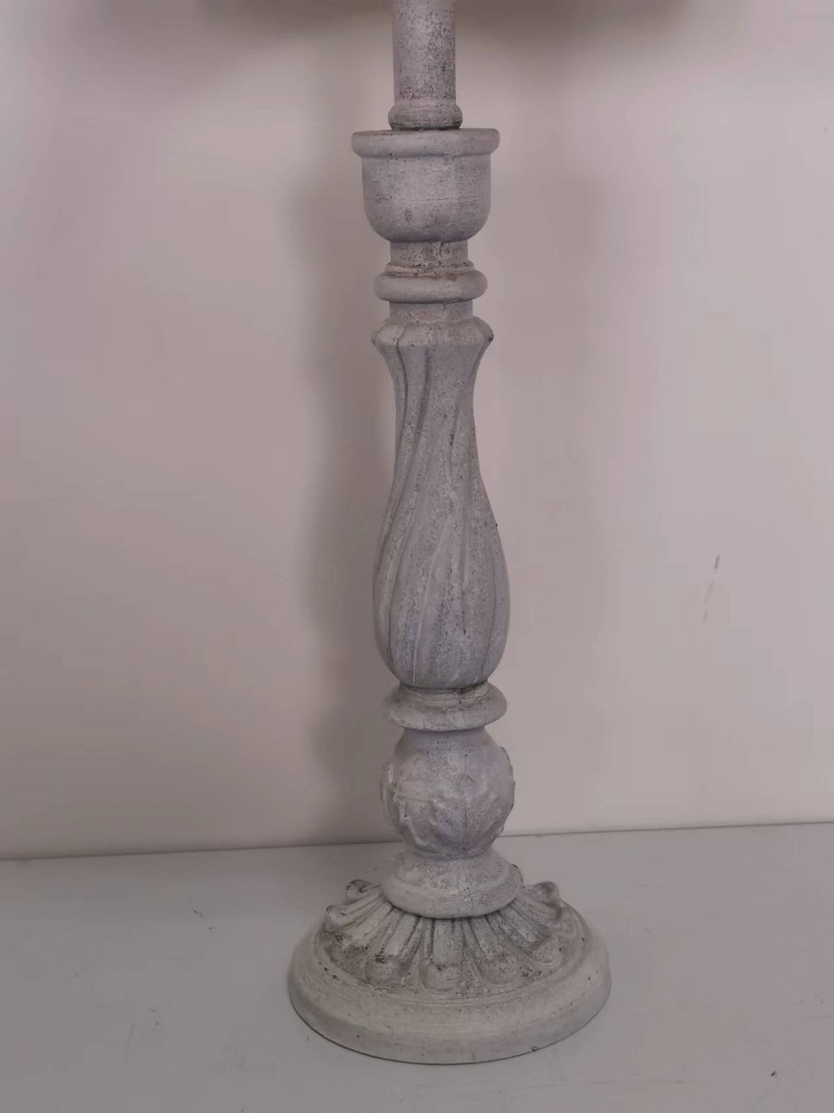 AcaciaHome Tall Washed Wood Table Lamp with Taupe Linen Shade – Shabby Chic & Farmhouse Lighting