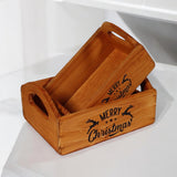 Vintage 'Merry Xmas' Wooden Storage Crates, Set of 2 – Hand-Painted Brown Festive Decor Boxes