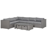 Outsunny Rattan Corner Sofa Set footstool detail