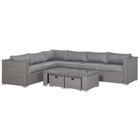 Outsunny Rattan Corner Sofa Set footstool detail