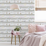 Arthouse Girl's Life Wallpaper with Hearts, Rainbows & Flamingos – Glitter Gel Bedroom Feature Wall, Multi