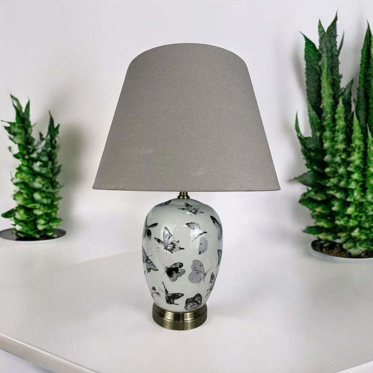 Oriental Floral Ceramic Table Lamp with Drum Shade – Decal Patterns, Soft Ambient Lighting