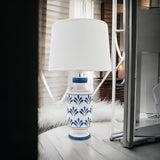 Oriental Floral Ceramic Table Lamp with Drum Shade – 37/50cm Bedside & Accent Lighting
